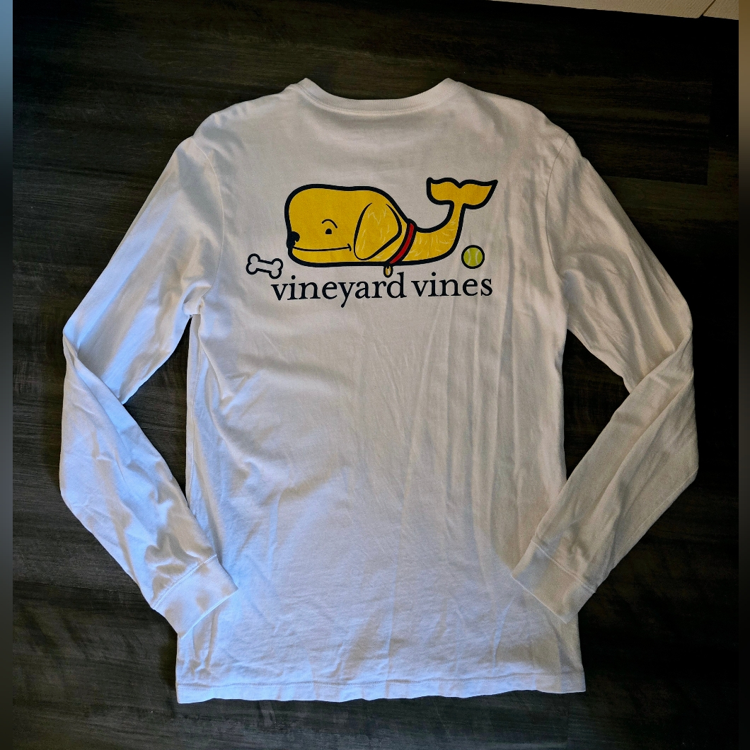Rare Vineyard Vines Golden Retriever Whale LongSleeve Pocket Tee